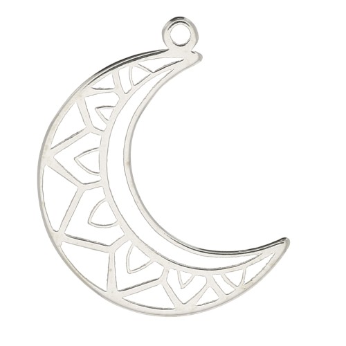 19x14mm 925 Sterling Silver Moon Pendant x1