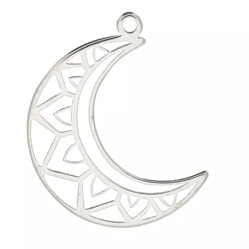 19x14mm 925 Sterling Silver Moon Pendant x1