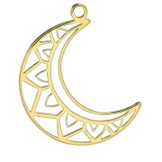 19x14mm 925 Sterling Silver Moon Pendant - Gold Tone x1|raw }}
