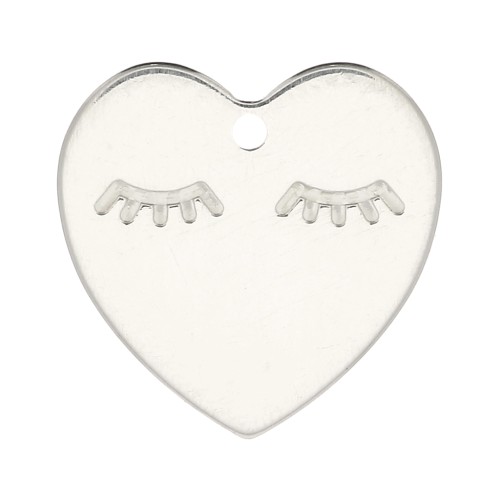 14mm 925 Sterling Silver Heart Charm x1