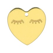 14mm 925 Sterling Silver Heart Charm - Gold Tone x1|raw }}