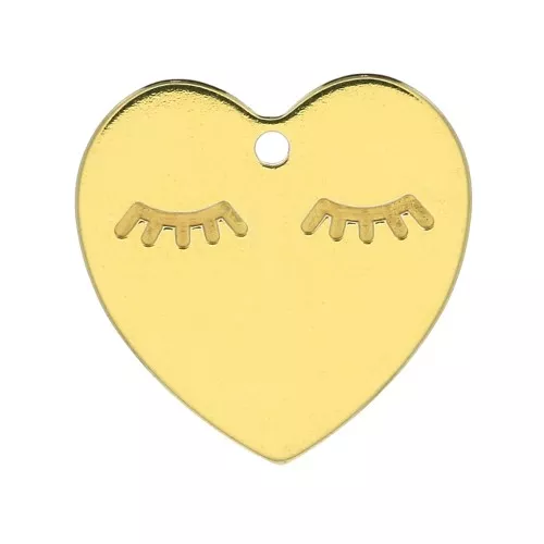 14mm 925 Sterling Silver Heart Charm - Gold Tone x1