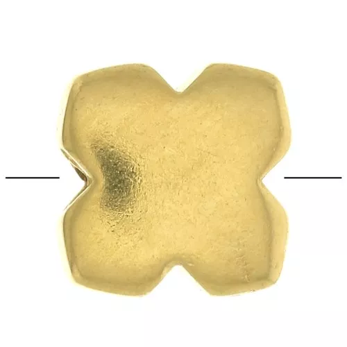 7mm Flat clover bead - 3 micron Gold Plated x1