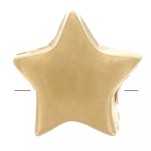 6mm Flat star bead - 3 micron Gold Plated x1