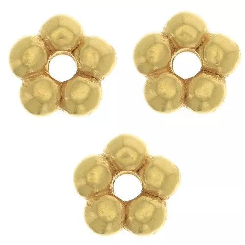 4.5mm Flower shape beads - 3 micron Gold plated x4