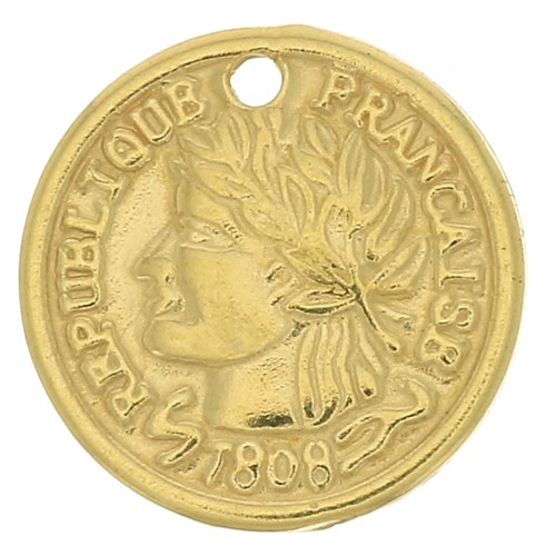 11mm Sequin French Republic coin - 3 micron Gold plated x1