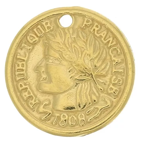11mm Sequin French Republic coin - 3 micron Gold plated x1