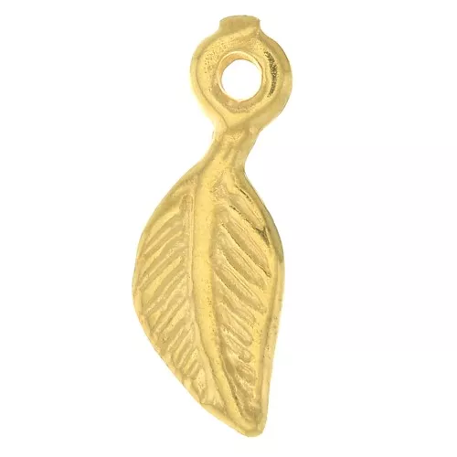 11x4mm Leaf Charm - 3 micron gold plated x1