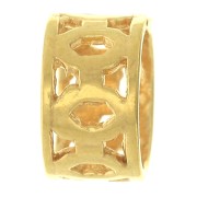 6.5x4mm Worked tube bead with large hole - 3 microns Gold plated x1|raw }}