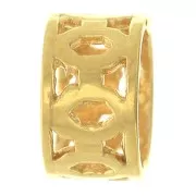 6.5x4mm Worked tube bead with large hole - 3 microns Gold plated x1
