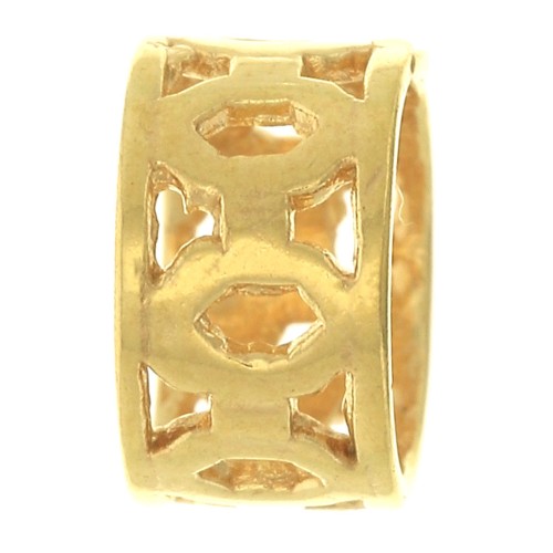 6.5x4mm Worked tube bead with large hole - 3 microns Gold plated x1