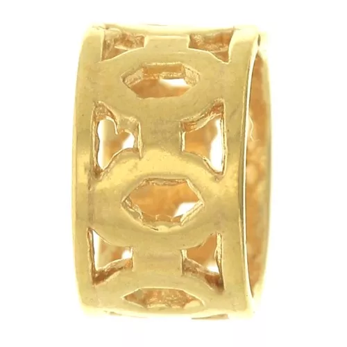 6.5x4mm Worked tube bead with large hole - 3 microns Gold plated x1