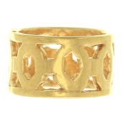 6.5x4mm Worked tube bead with large hole - 3 microns Gold plated x1