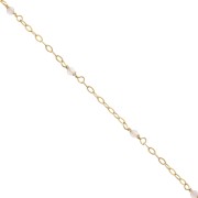 2mm 925 Silver Filed cable chain - faceted Pink Quartz - Fine Gold Plated x50 cm