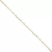2mm 925 Silver Filed cable chain - faceted Pink Quartz - Fine Gold Plated x50 cm