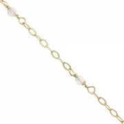 2mm 925 Silver Filed cable chain - faceted Pink Quartz - Fine Gold Plated x50 cm