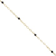 2mm 925 Silver Filed cable chain - faceted Black Onyx - Fine Gold Plated x50 cm|raw }}