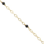 2mm 925 Silver Filed cable chain - faceted Black Onyx - Fine Gold Plated x50 cm