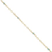 2mm 925 Silver Filed cable chain - faceted Amazonite - Fine Gold Plated x50 cm|raw }}