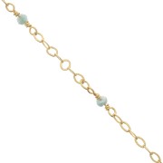 2mm 925 Silver Filed cable chain - faceted Amazonite - Fine Gold Plated x50 cm