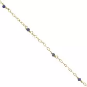 2mm 925 Silver Filed cable chain - faceted Sodalite - Fine Gold Plated x50 cm