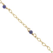 2mm 925 Silver Filed cable chain - faceted Sodalite - Fine Gold Plated x50 cm