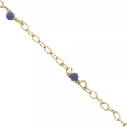 2mm 925 Silver Filed cable chain - faceted Sodalite - Fine Gold Plated x50 cm