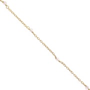 2mm 925 St. Silver cable chain - faceted Pink Quartz - Fine Gold Plated x50 cm|raw }}