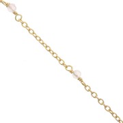 2mm 925 St. Silver cable chain - faceted Pink Quartz - Fine Gold Plated x50 cm