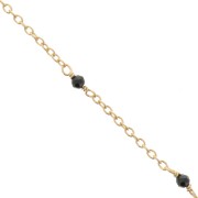 2mm 925 St. Silver cable chain - faceted Black Onyx - Fine Gold Plated x50 cm|raw }}
