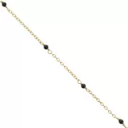2mm 925 St. Silver cable chain - faceted Black Onyx - Fine Gold Plated x50 cm