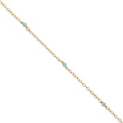2mm 925 St. Silver cable chain - faceted Amazonite - Fine Gold Plated x50 cm|raw }}