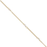 2mm 925 St. Silver Curb Chain - faceted Pink Quartz - Fine Gold Plated x 50cm