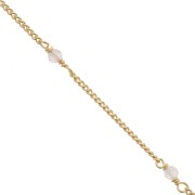 2mm 925 St. Silver Curb Chain - faceted Pink Quartz - Fine Gold Plated x 50cm
