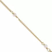 2mm 925 St. Silver Curb Chain - faceted Pink Quartz - Fine Gold Plated x 50cm