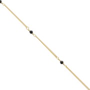 2mm 925 St. Silver Curb Chain - faceted Black Onyx - Fine Gold Plated x 50cm