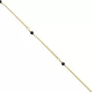 2mm 925 St. Silver Curb Chain - faceted Black Onyx - Fine Gold Plated x 50cm