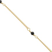 2mm 925 St. Silver Curb Chain - faceted Black Onyx - Fine Gold Plated x 50cm