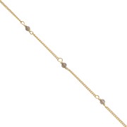 2mm 925 St. Silver Curb Chain - faceted Smoky Quartz - Fine Gold Plated x 50cm|raw }}