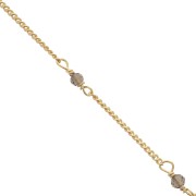 2mm 925 St. Silver Curb Chain - faceted Smoky Quartz - Fine Gold Plated x 50cm