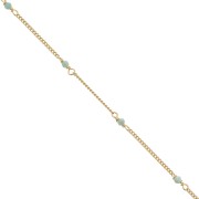 2mm 925 St. Silver Curb mesh Chain - faceted Amazonite - Fine Gold Plated x 50cm