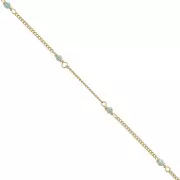 2mm 925 St. Silver Curb mesh Chain - faceted Amazonite - Fine Gold Plated x 50cm