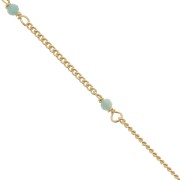 2mm 925 St. Silver Curb mesh Chain - faceted Amazonite - Fine Gold Plated x 50cm