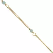 2mm 925 St. Silver Curb mesh Chain - faceted Amazonite - Fine Gold Plated x 50cm