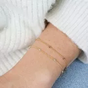 2mm 925 St. Silver Curb mesh Chain - faceted Amazonite - Fine Gold Plated x 50cm