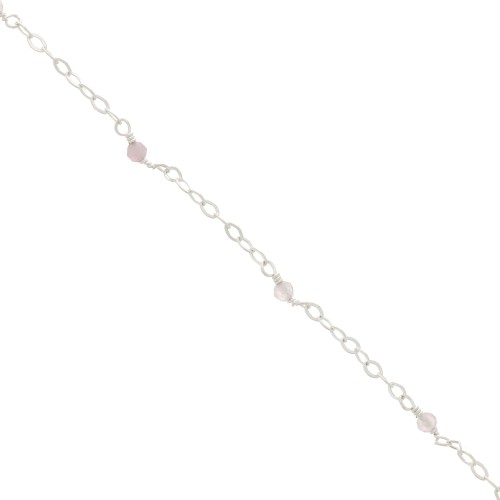 2mm 925 Sterling Silver filed cable chain - faceted gemstones - Pink Quartz x50cm
