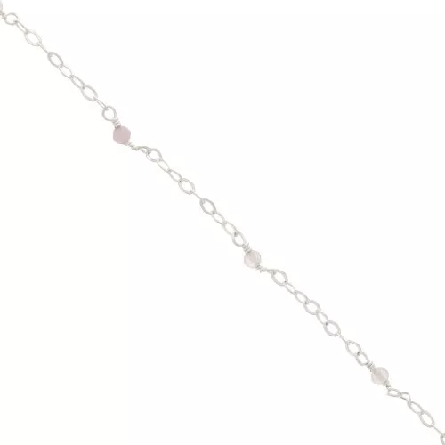 2mm 925 Sterling Silver filed cable chain - faceted gemstones - Pink Quartz x50cm