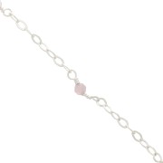 2mm 925 Sterling Silver filed cable chain - faceted gemstones - Pink Quartz x50cm