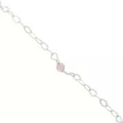 2mm 925 Sterling Silver filed cable chain - faceted gemstones - Pink Quartz x50cm