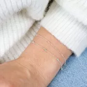 2mm 925 Sterling Silver filed cable chain - faceted gemstones - Pink Quartz x50cm